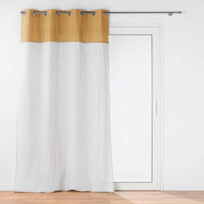 RIDEAU OEILLETS 140X240CM UNI ET JUTE JANARA OCRE