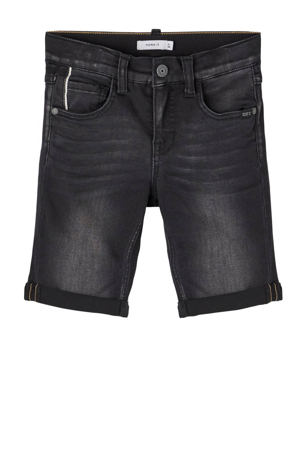 NAME IT slim fit jeans bermuda NKMTHEO zwart