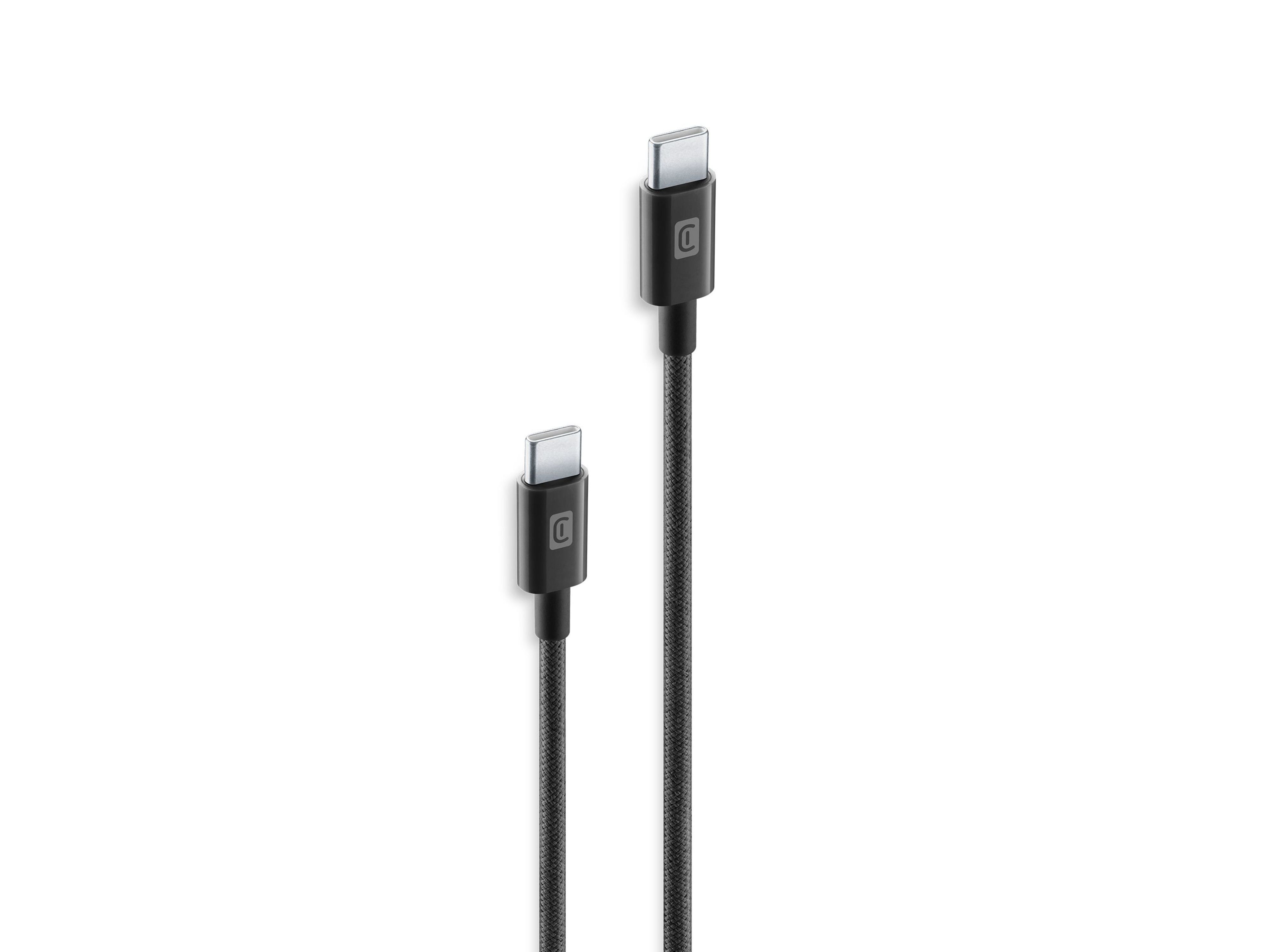 CABO CELLULARLINE PRETO BRAIDED USB-C/USB-C 60CM