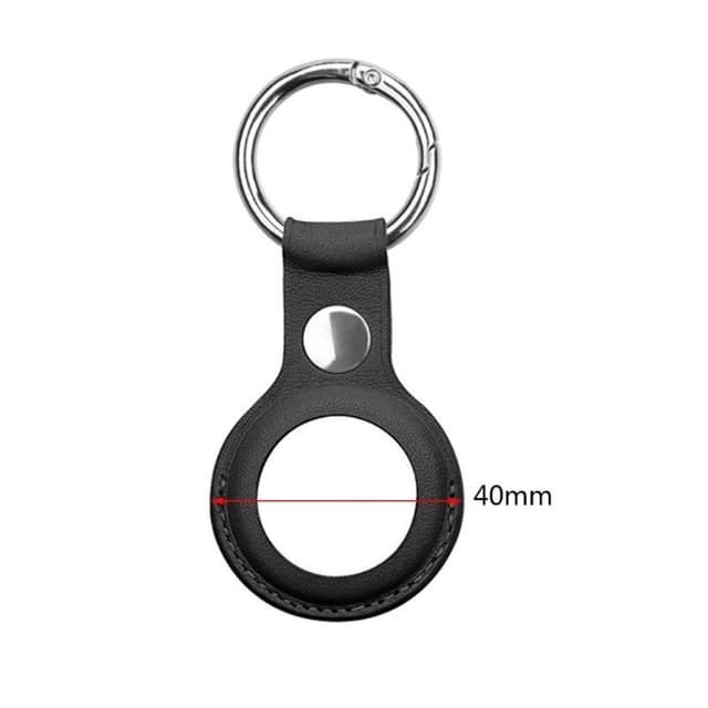 AirTag etui med nøglering PU læder 4-pak Sort