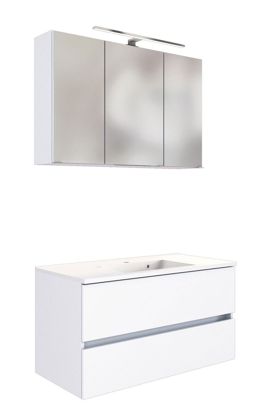 Badmöbelset Baabe 100 x 200 cm weiß matt mit LED-Beleuchtung
