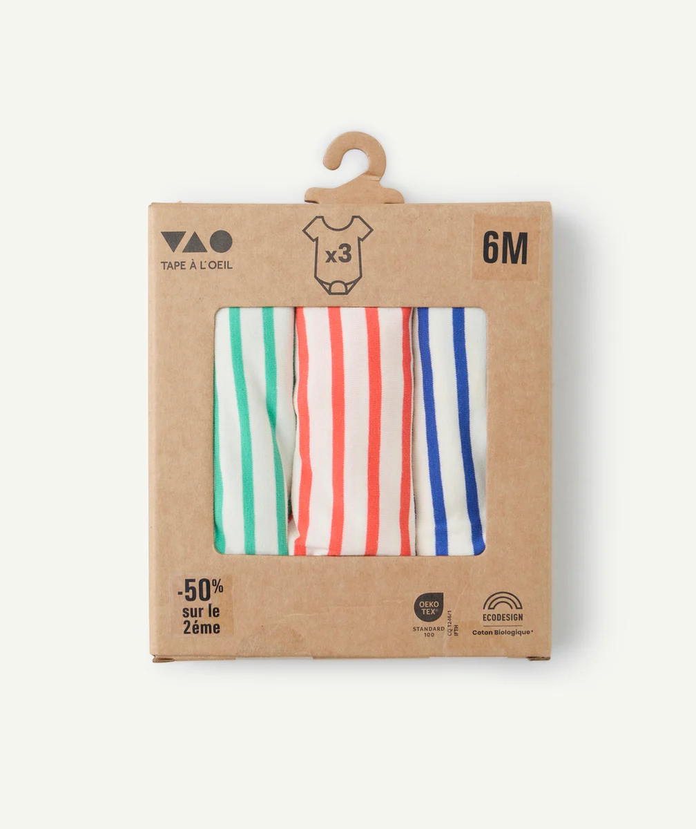 lot de 3 body manches courtes bébé marinière