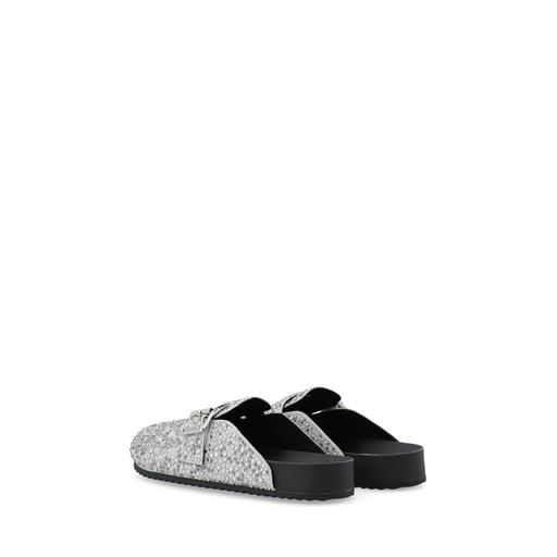 Bianco Sand Mule Simili Stone Sko, Silver, 38