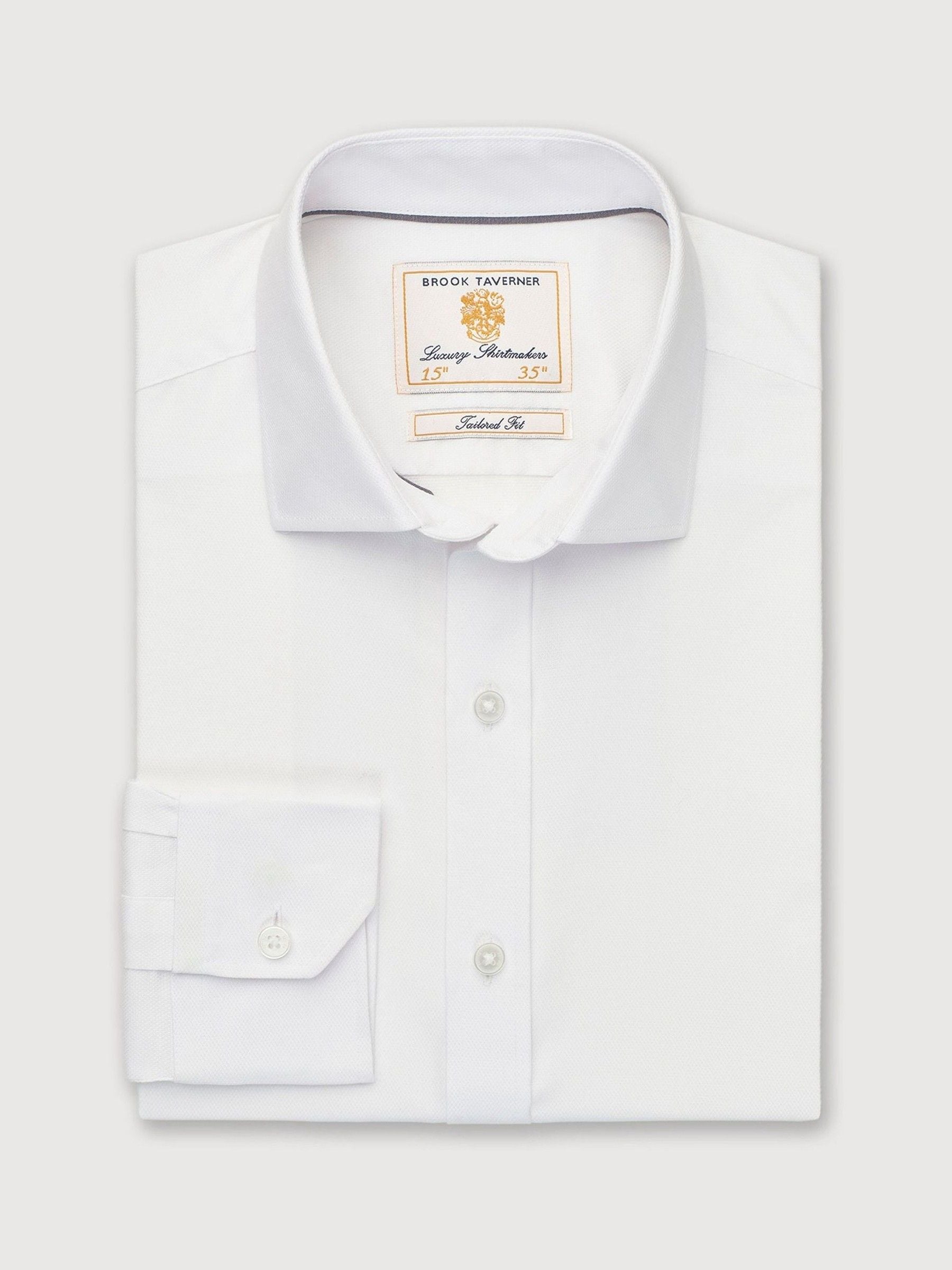 Wit - Standaard - Brook Taverner Royal Oxford Single Cuff Cotton Shirt