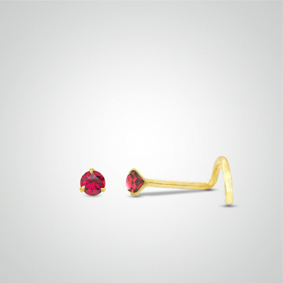 Piercing de nez rubis en or jaune barre en U