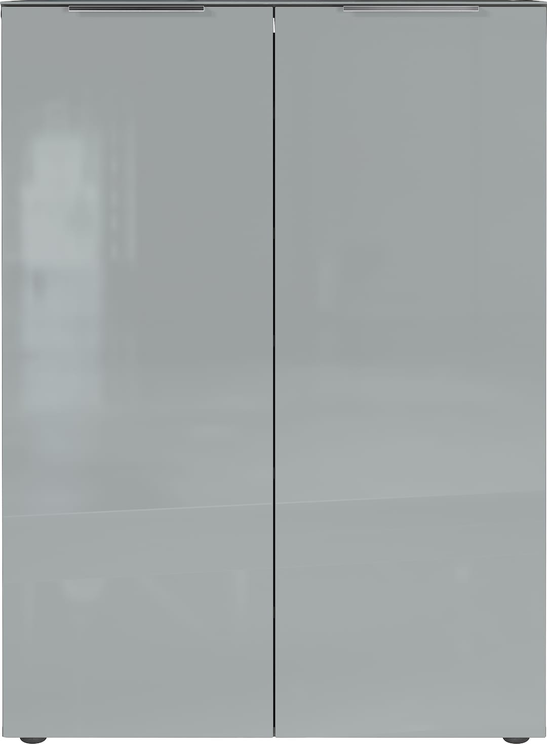 Schuhschrank LEVIN 87 x 120 cm Glasfront Silbergrau/Graphit
