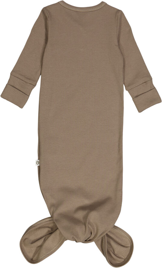 Müsli by Green Cotton Rib l/s knot gown Walnut