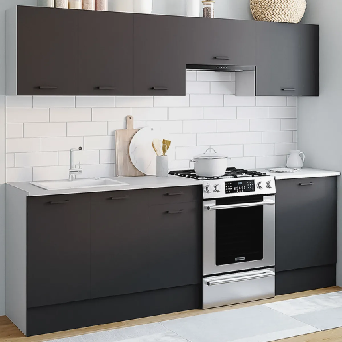 Cuisine complète IDMARKET SUBTIL - Blanc et Gris