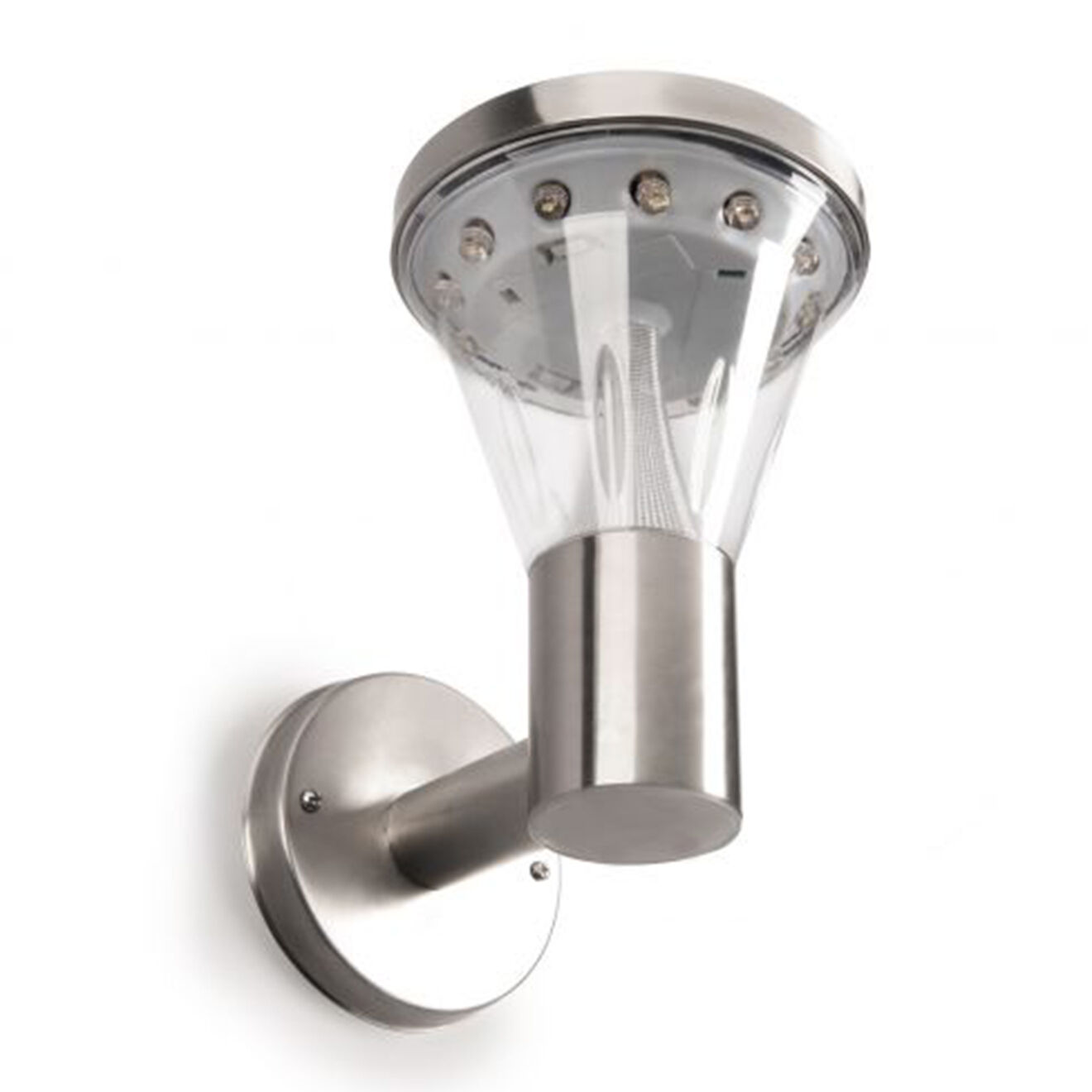 Pratik Garden Lampe solaire double position haute luminosite 13 LED argentée - 14x19.5 cm