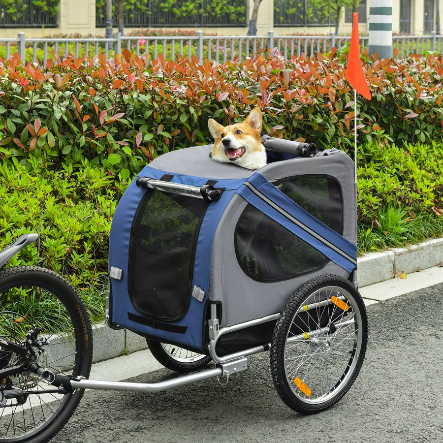 PawHut Fahrradanhänger für Hunde blau