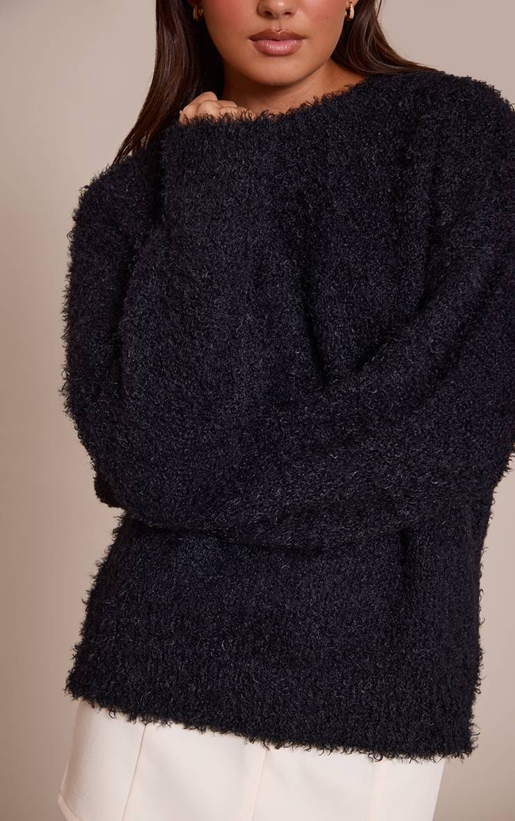 Noir Synthétiquell Oversize En Maille Peluche