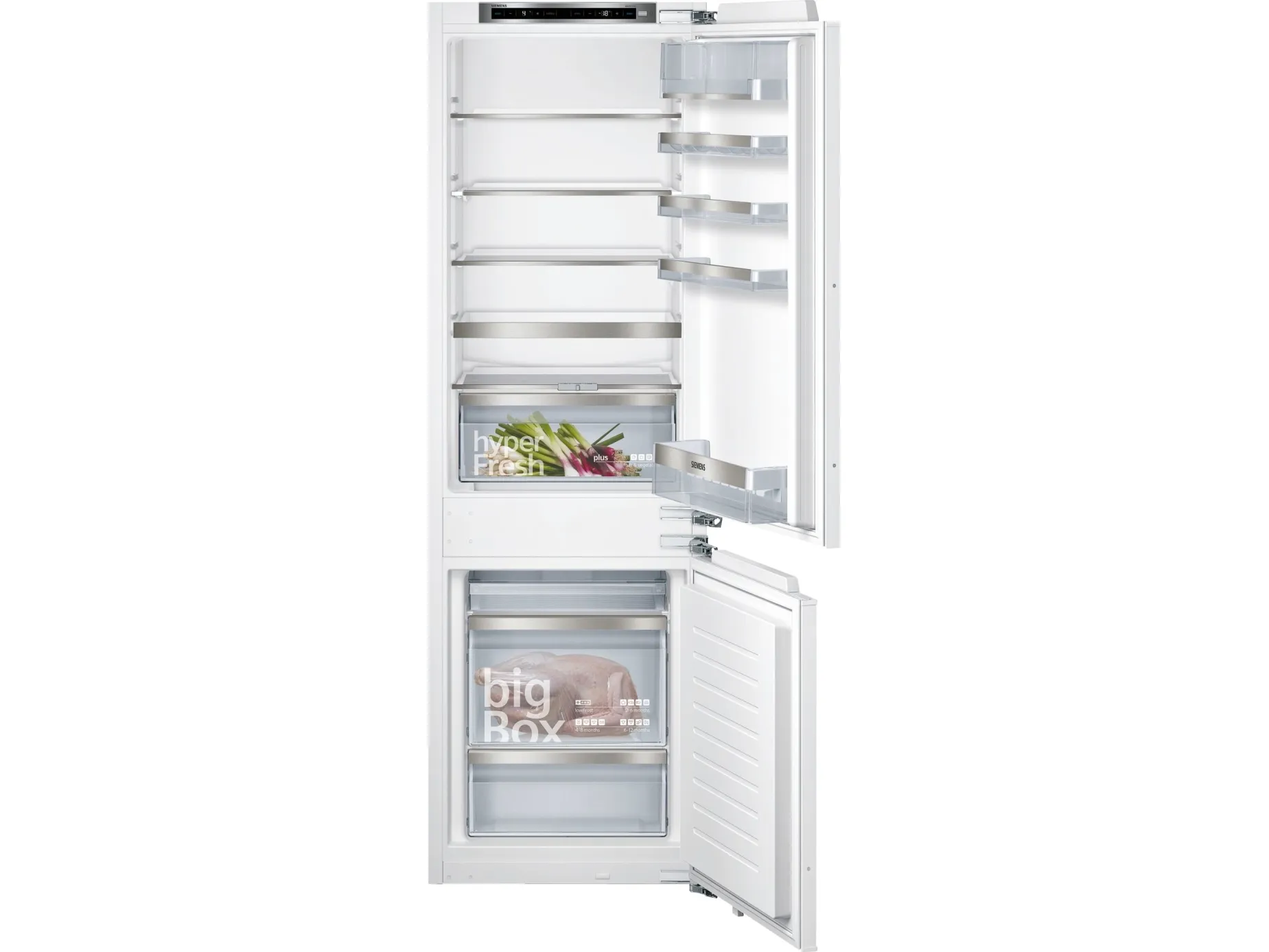 Siemens iQ500 KI86SADE0 - Køleskab/fryser - bund-fryser - til indbygning - niche - bredde: 56 cm - dybde: 55 cm - højde: 177.5 cm - 266 liter - Klasse E - Fladhængsel