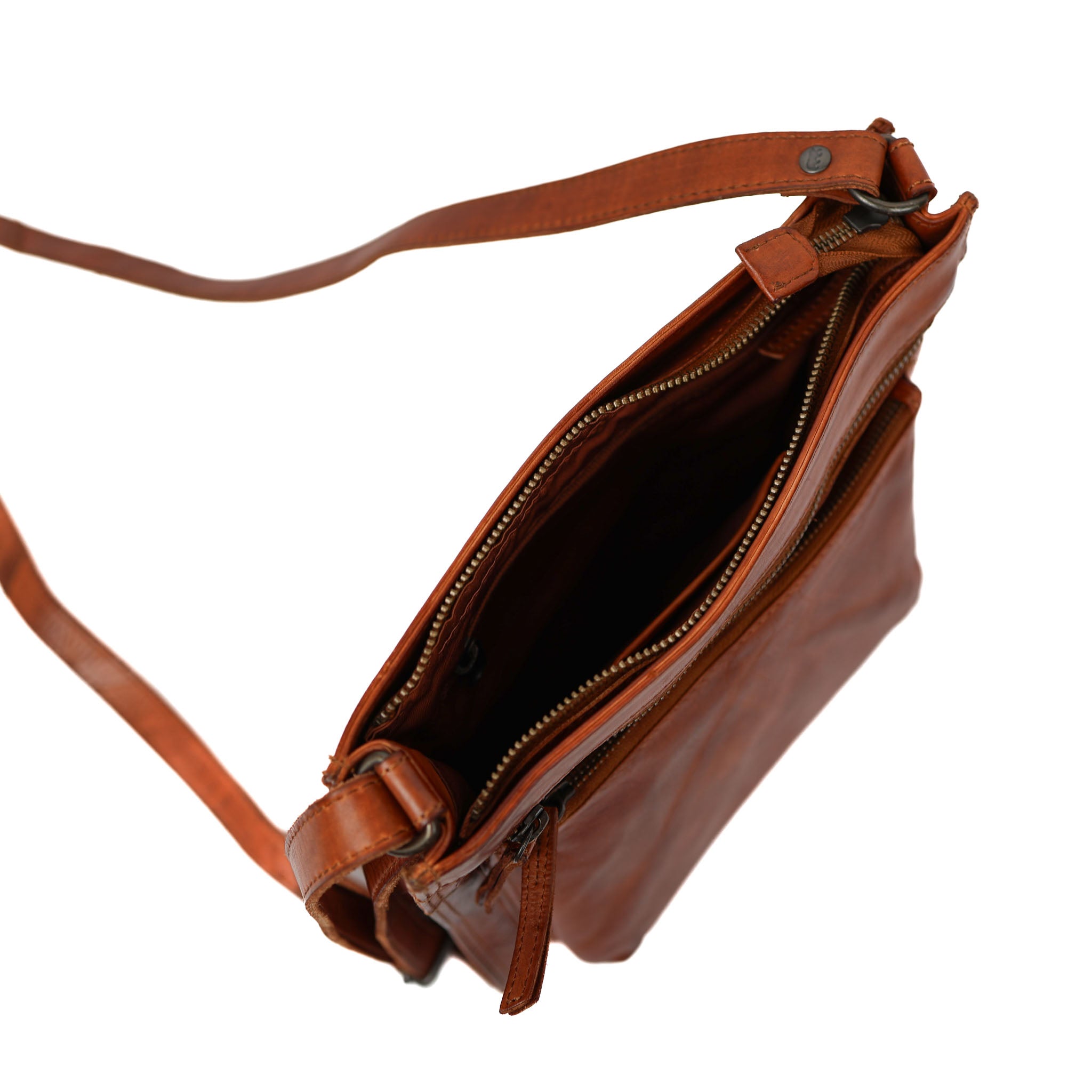 Ruime schoudertas 'Marisa' cognac Cognac