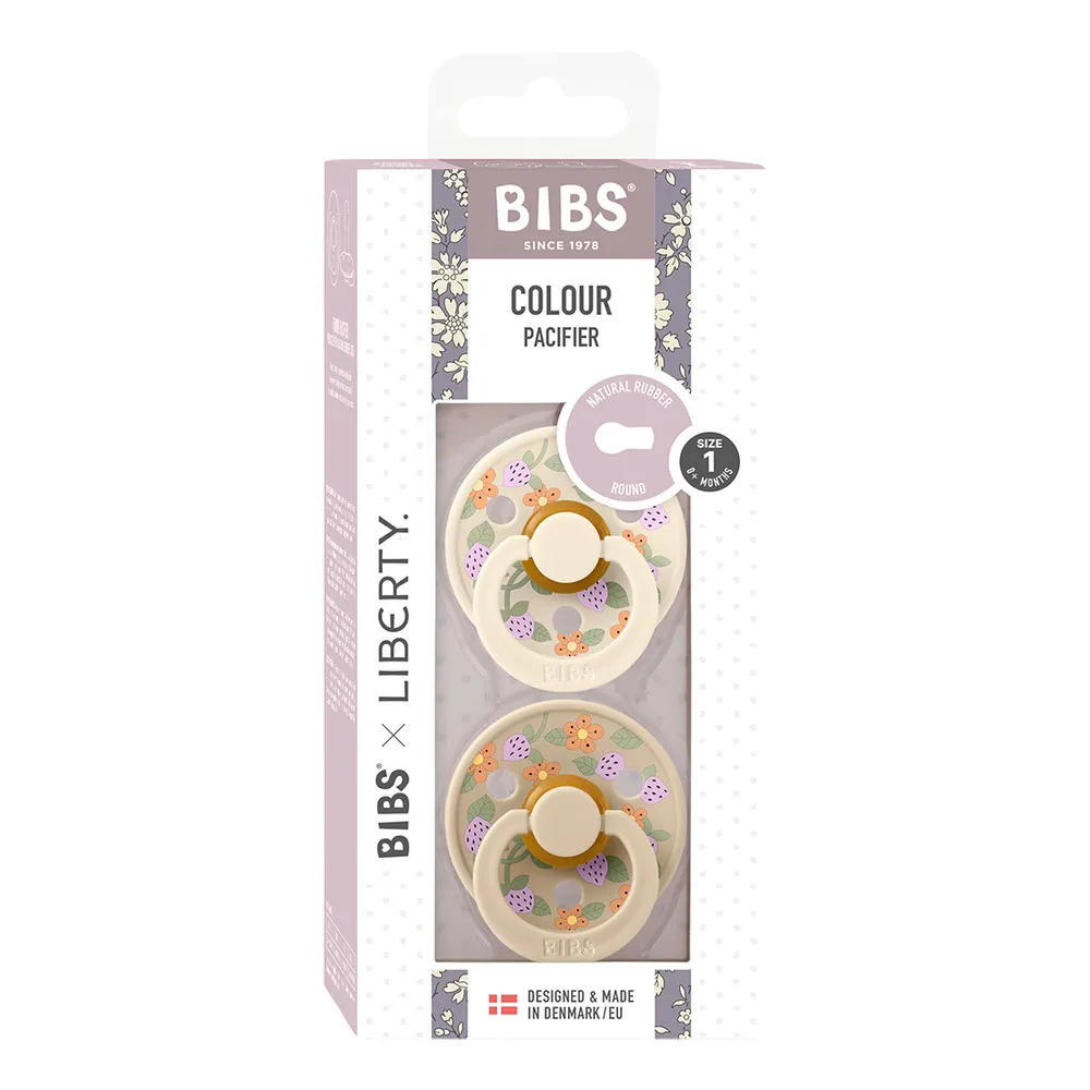 BIBS x Liberty Colour Latex Rund Strawberries and Cream - Ivory Mix - flere størrelser