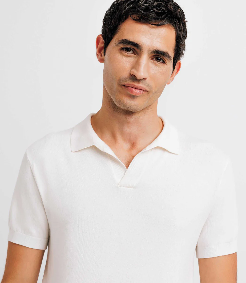 Polo en maille écru