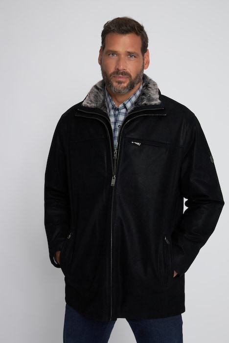 Lederjacke, Porc-Leder, Stehkragen, Webpelz Blende, Steppfutter