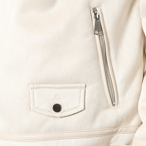 Veste Zippée Col Fourrure Beige