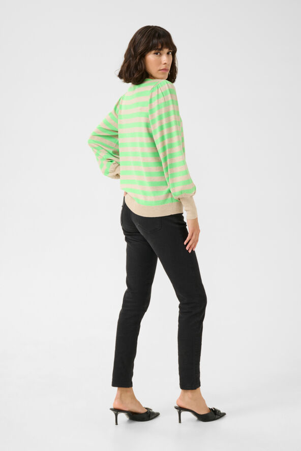 Kaffe KAlizzy Stripe Knit Pullover Feather gray mel./green