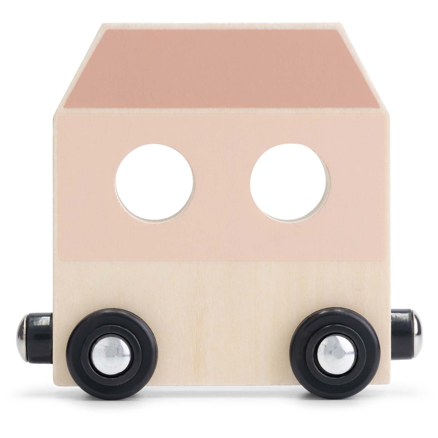 Prénatal houten namentrein wagon roze roze