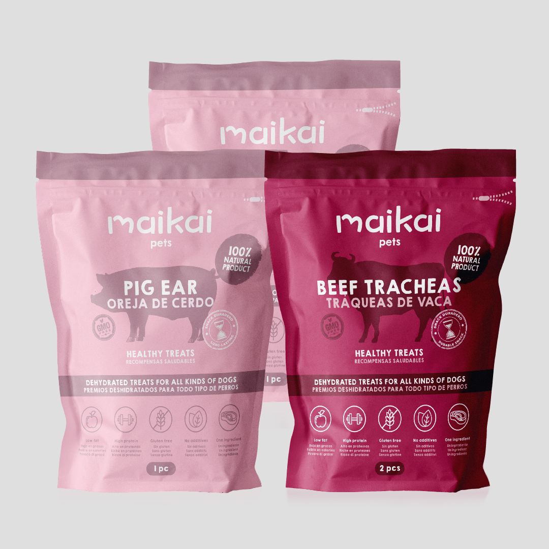 Pacote de Petiscos Naturais MAIKAI para Cães - Brinquedos Mastigáveis para Cães na Dieta BARF