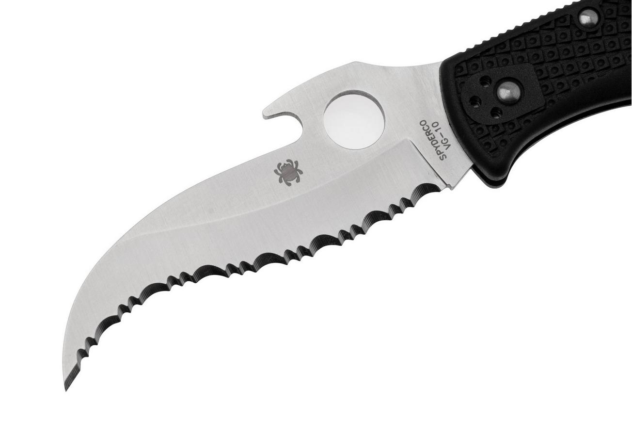 Spyderco Matriarch 2 Emerson Opener C12SBK2W Black FRN, serrated zakmes