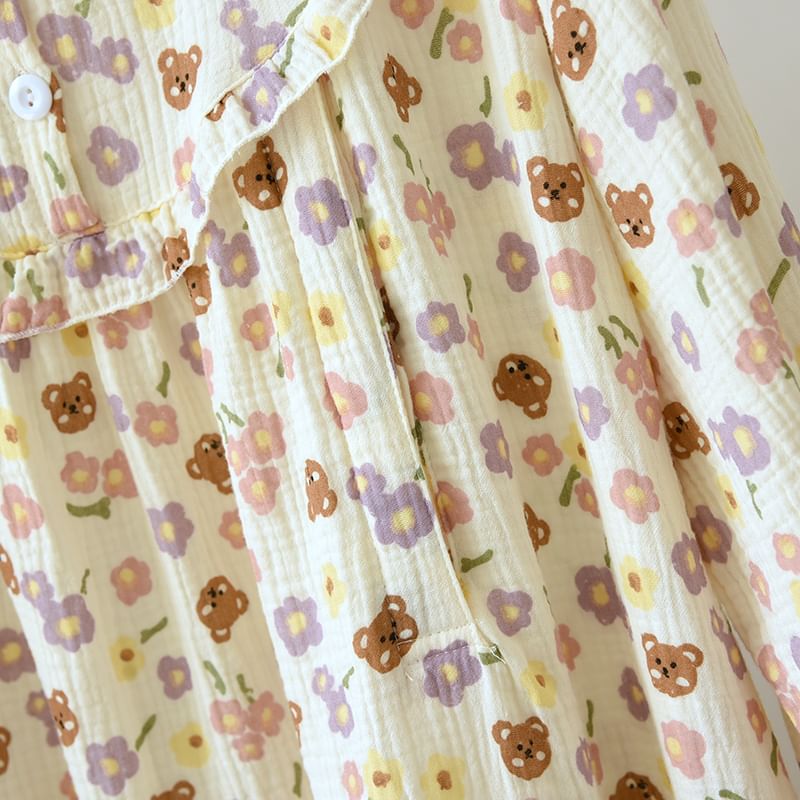 MelMount - Pyjamajurk met bloemenprint voor borstvoeding