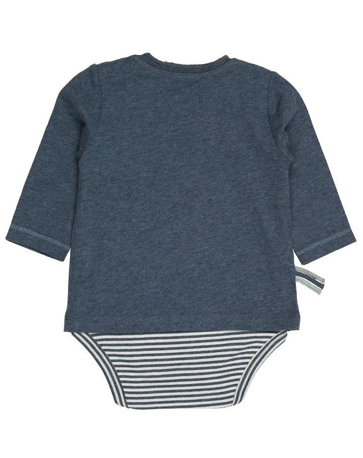 Langarm-Bodyshirt ELYA UNI in indigo melange