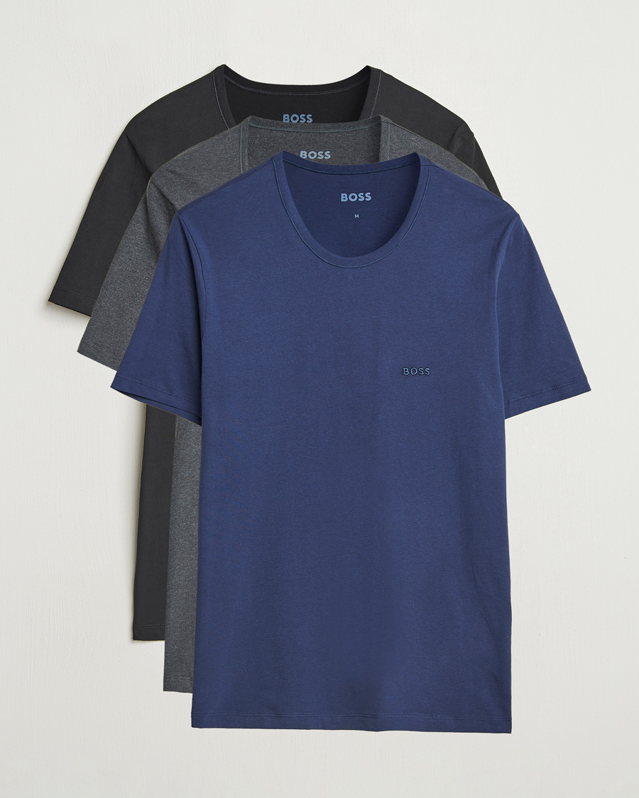 BOSS BLACK 3-Pack Crew Neck T-Shirt Black/Blue/Grey