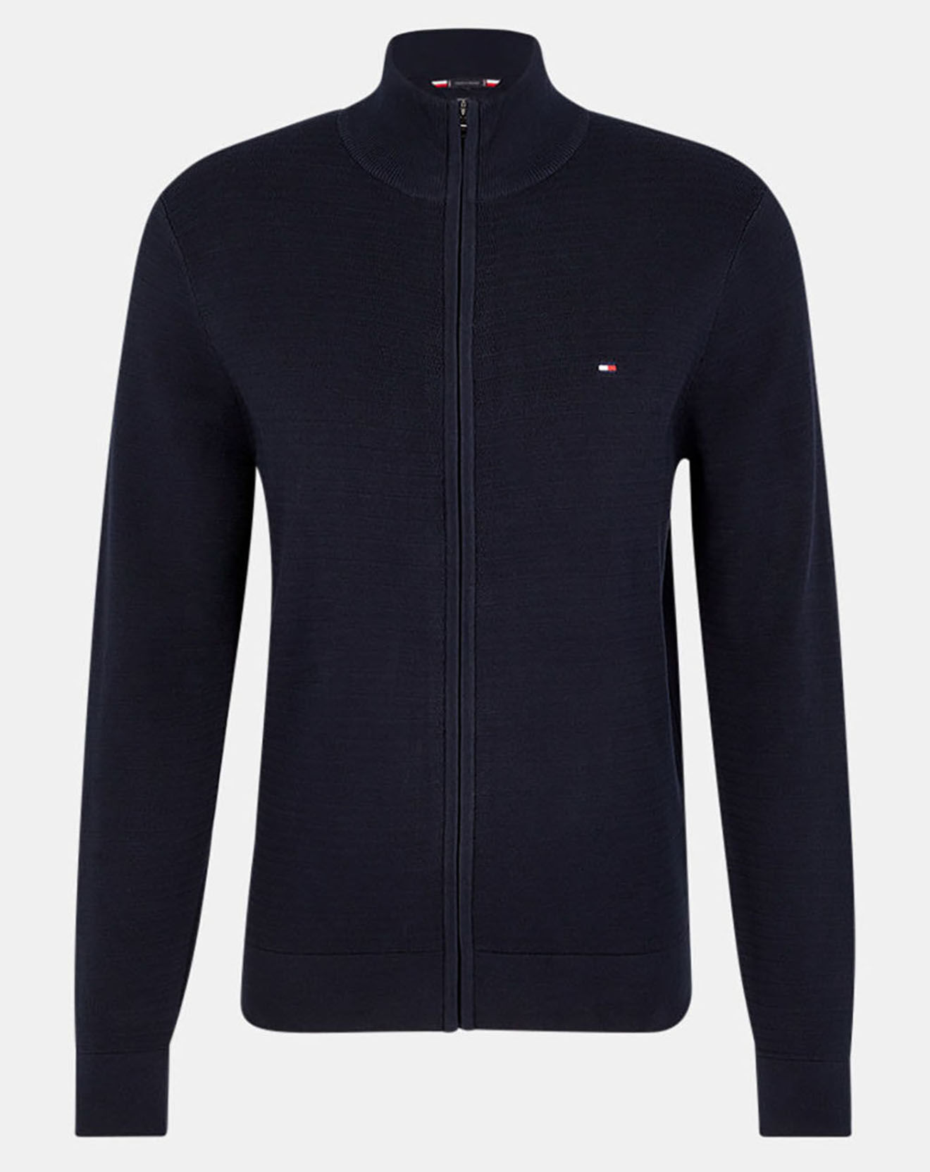 Tommy Hilfiger Gilet 100% Coton Bio fin zig zag structure bleu marine