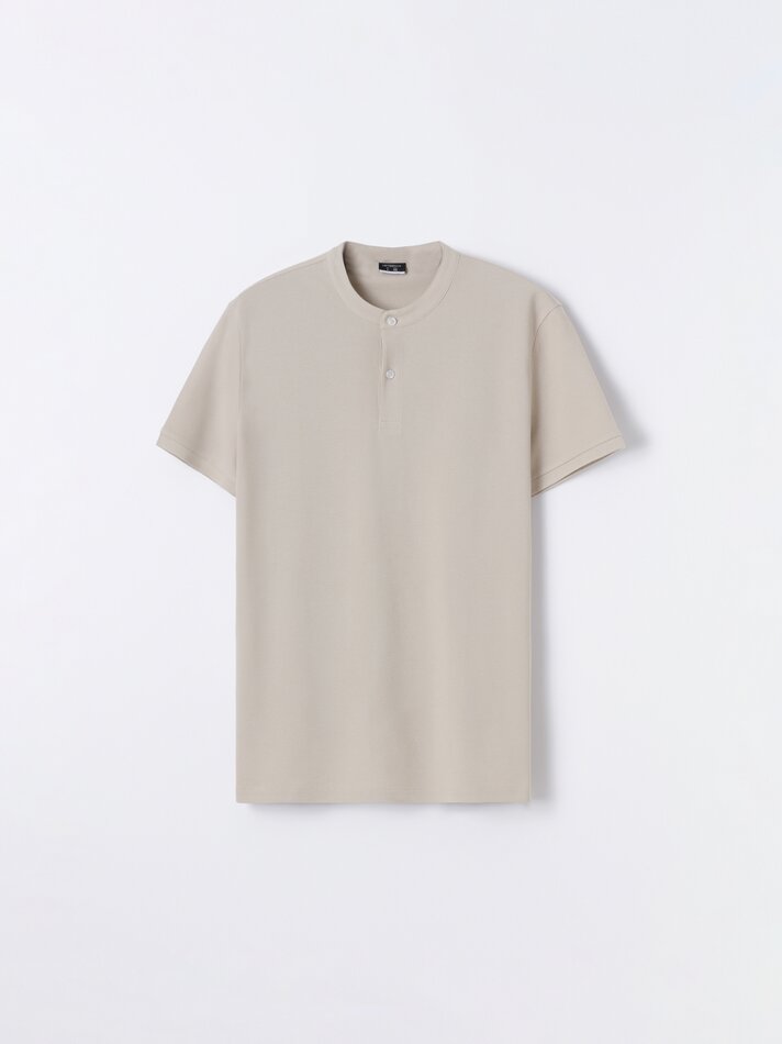 Camisa polo com gola mandarim - Rolo de wafer