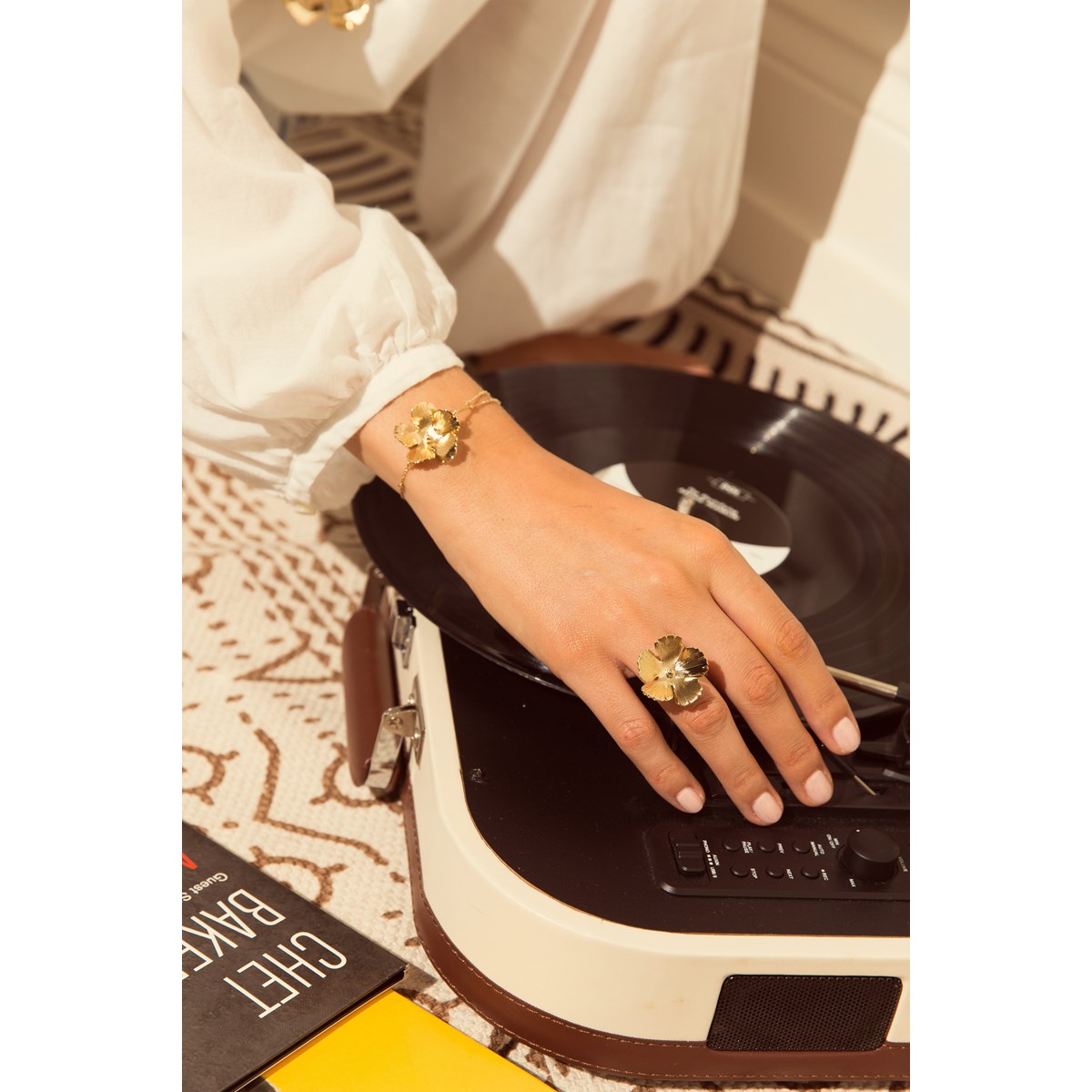 maxi bague fleur doré à l'or fin - ORPHÉE