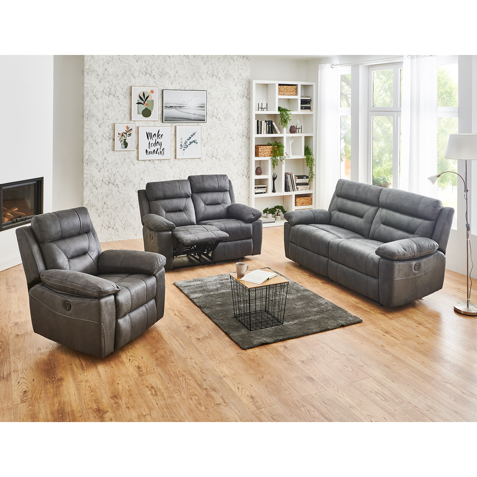 Relaxsessel - grau - mit Relaxfunktion - 91 cm breit