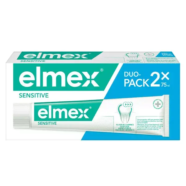 Pasta de dente Elmex Sensitive, embalagem dupla com 2 unidades de 75ml