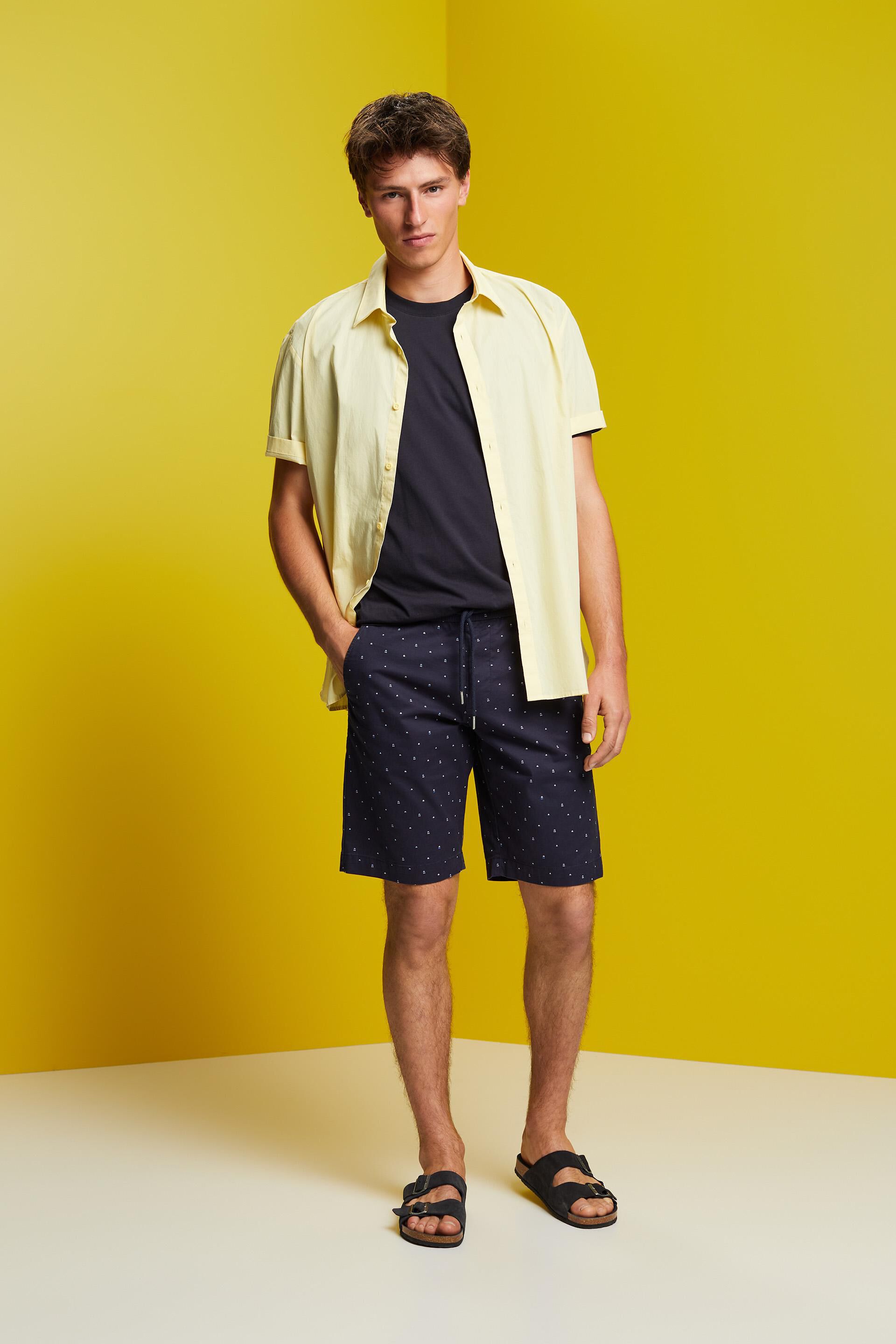 Short à enfiler à motif, coton stretch