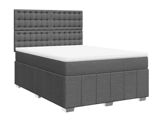 Sommier à lattes de lit avec matelas Gris foncé 140x190cm Tissu