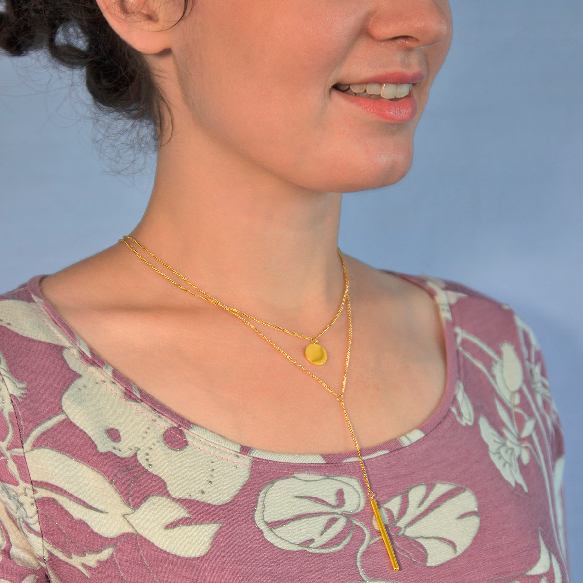 Collier multirang acier jaune 45 cm