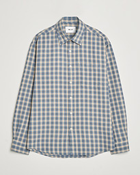 NN07 Deon Flannel Checked Shirt Navy Blue