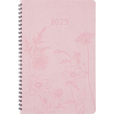 Agenda à spirale Primrose - 1 semaine sur 2 pages - 17 x 24,5 cm - rose - Oberthur