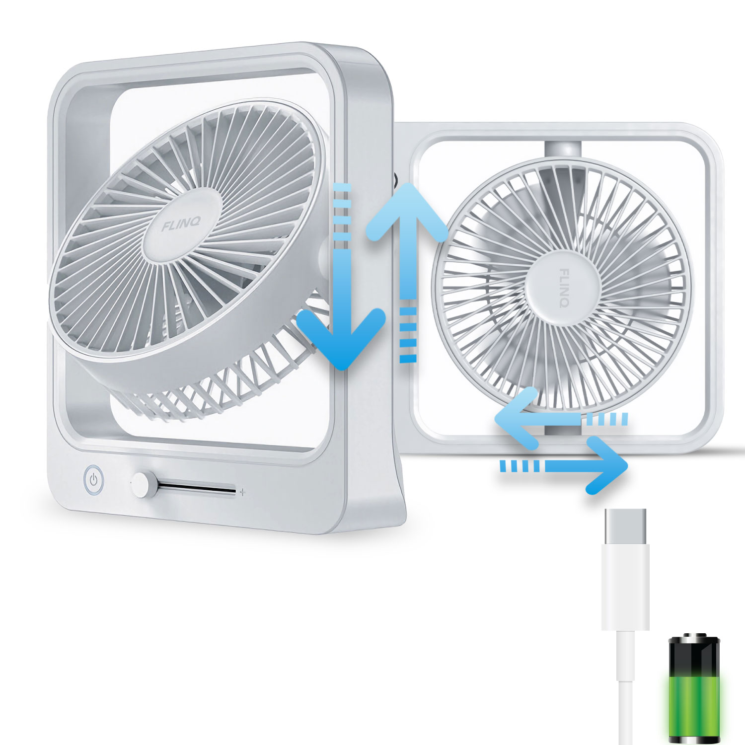 FlinQ Oplaadbare tafelventilator - White