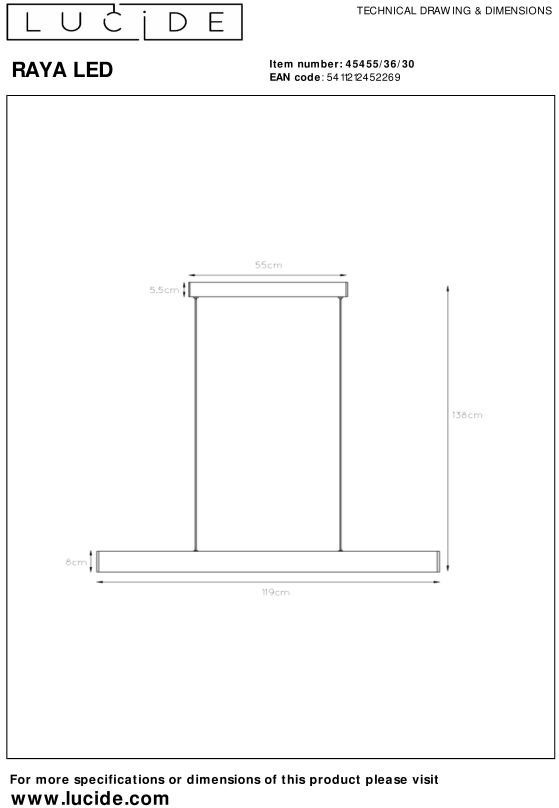 Lucide   Raya Zwart Hanglamp