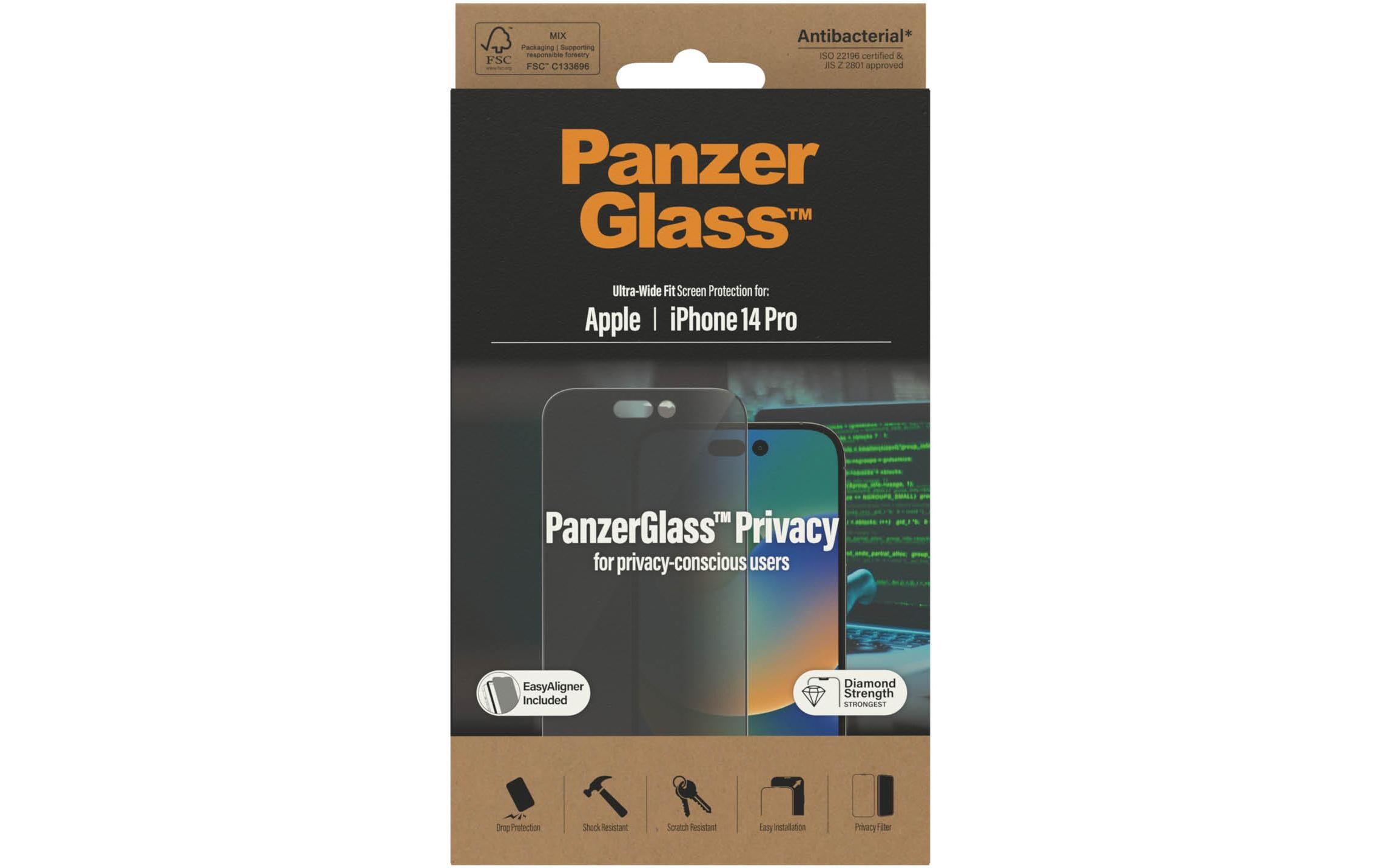 Displayschutz Ultra Wide Fit Privacy iPhone 14 ProDisplay-Schutzfolie mit Applicator für das Apple iPhone 14 Pro