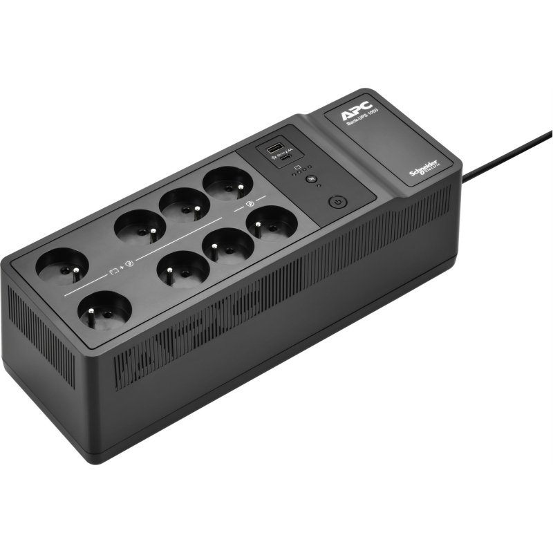 APC Back-UPS BE1050G2-FR - Onduleur 8x broches terre (Belgique), 1050VA, 2 chargeurs USB, 1 port data USB