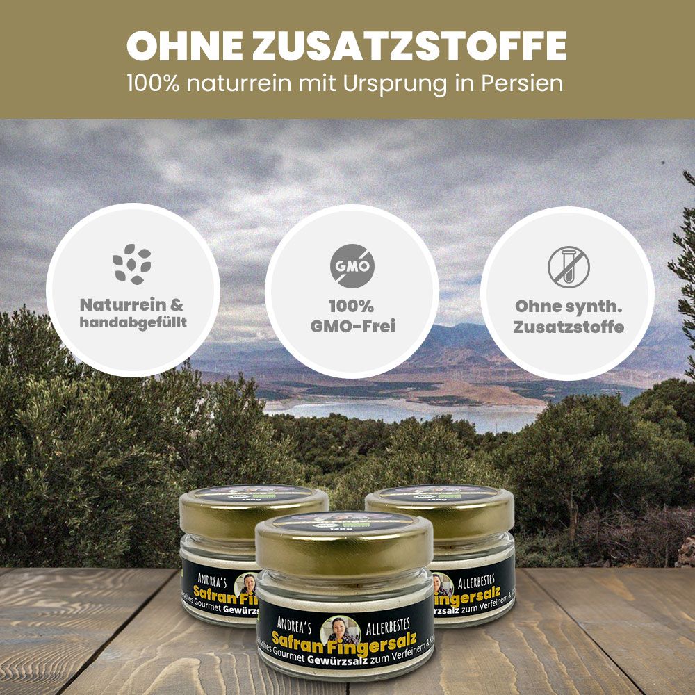 SANUUS® Gourmet Bio Safran Gewürzsalz zum Kochen & Verfeinern