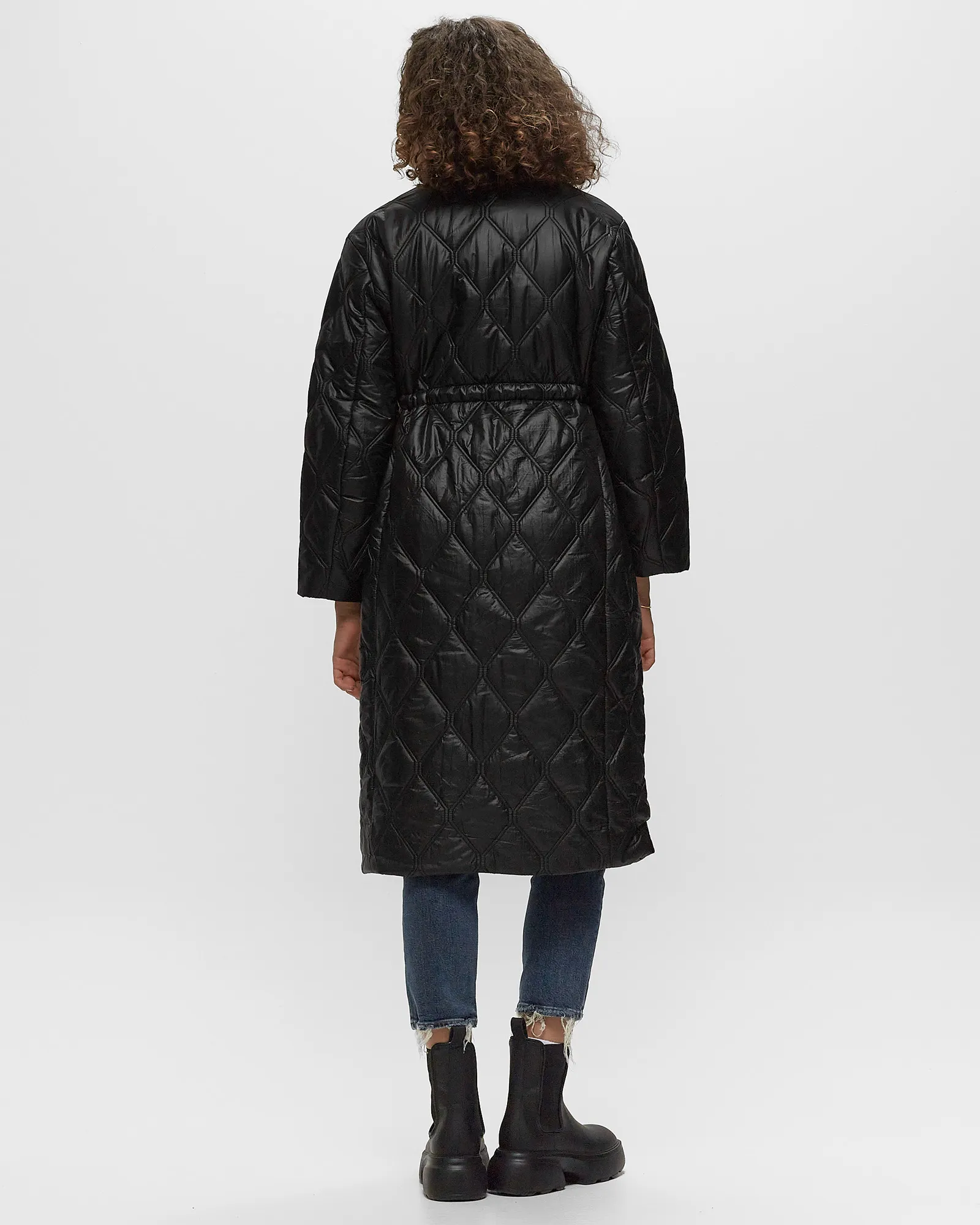 Ganni Shiny Quilt Long Coat