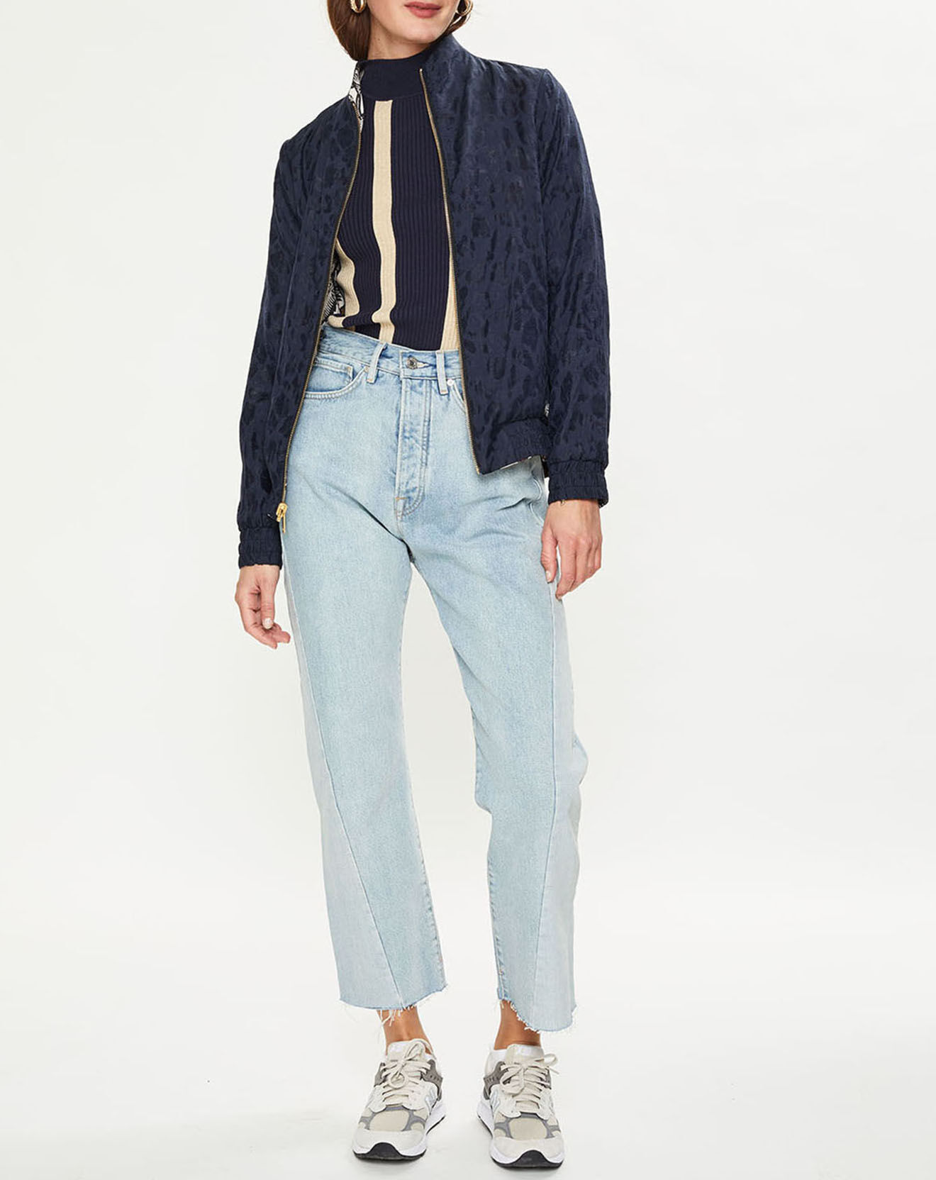 Scotch & Soda Jean boyfriend crop det couture bleu clair