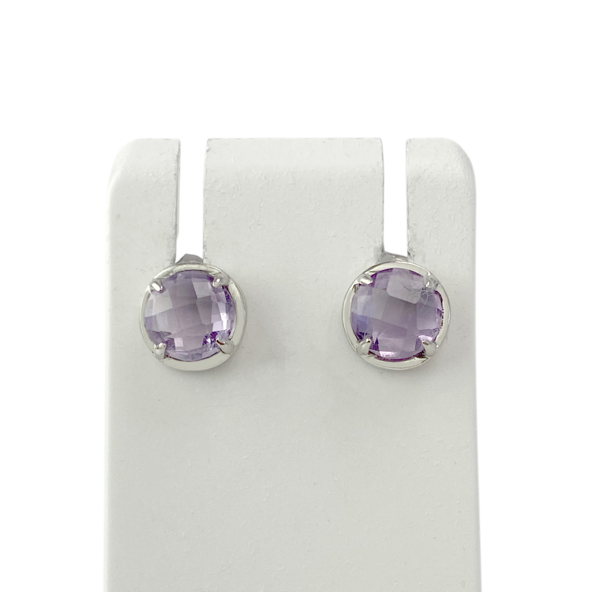 Boucles d'oreilles d'occasion or 750 blanc améthystes