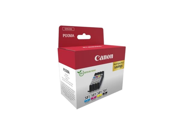 Canon CLI-581 BK/C/M/Y multipakke - 4 pakker - 5,6 ml - svart, gul, cyan, magenta - original - eske - blekktank - for PIXMA TS6251, TS6350, TS6351, T