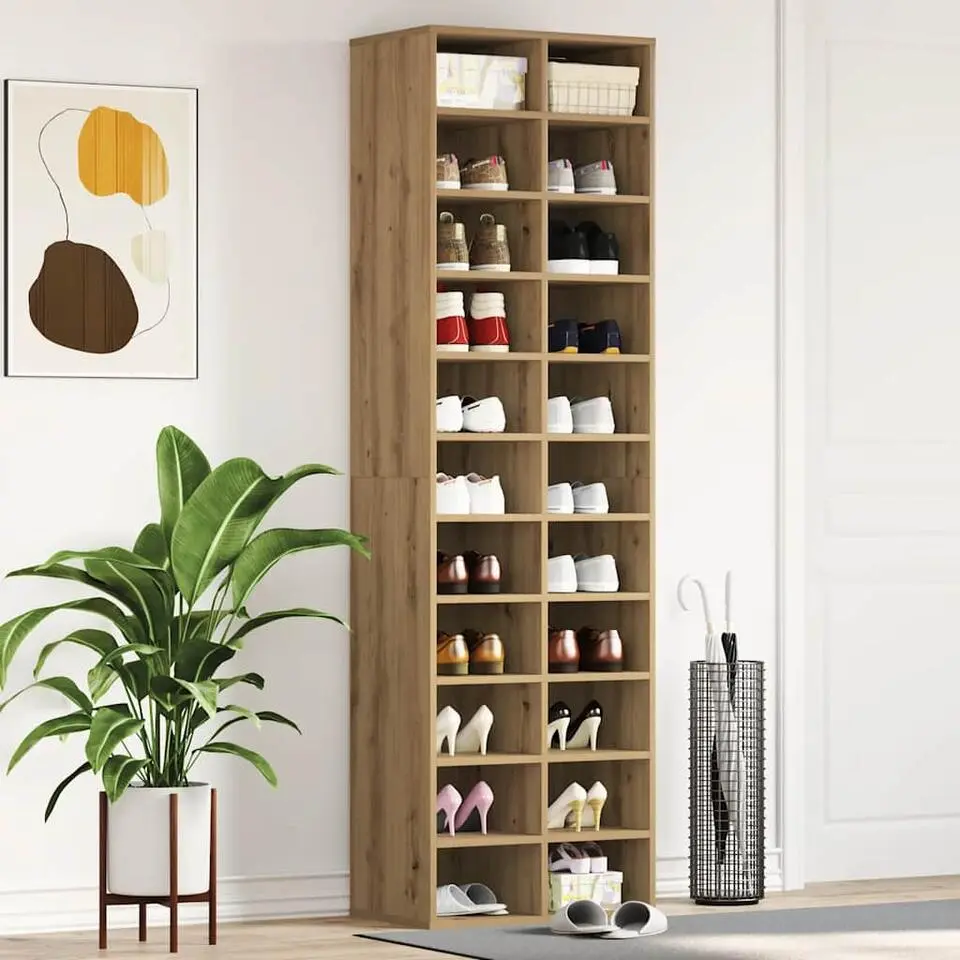 vidaXL - Schoenenkast - Artisan eiken - Bewerkt hout - 22 paar - 54x34x183 cm