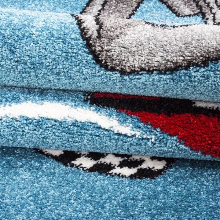 Kindervloerkleed - Auto Blauw