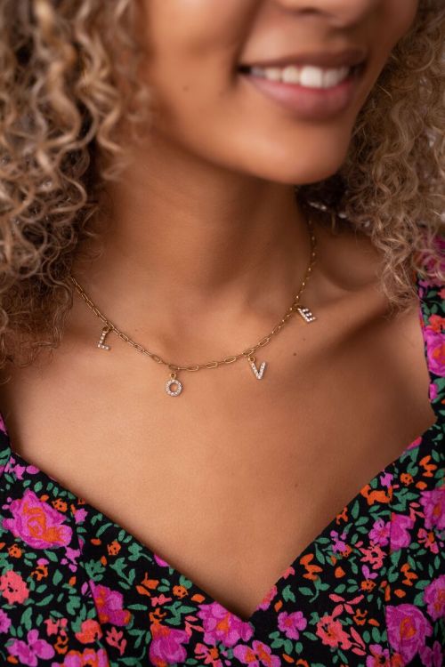 Ketting met love letters & strass